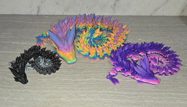 Crystal Dragon 3D printed articulated flexi toy by Cosmic 3D Creations