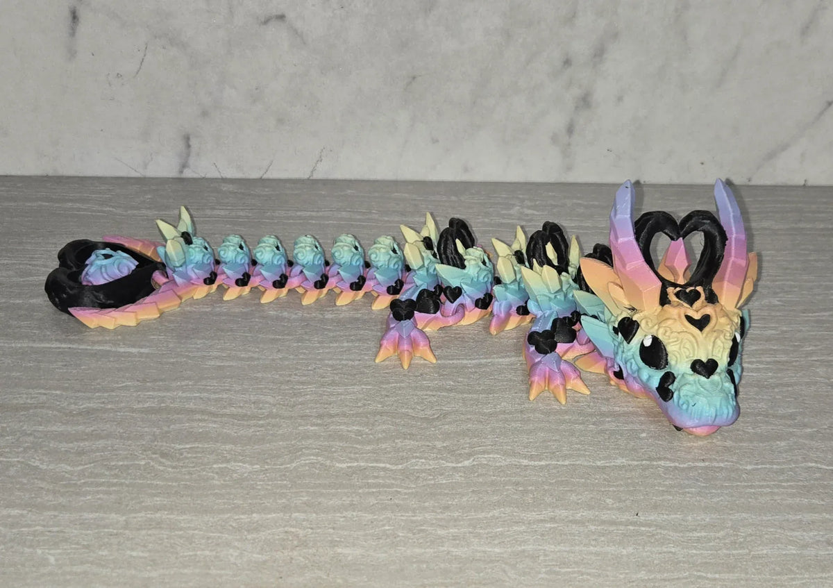 Crystal Heart Dragon 3D printed flexi toy - view 2