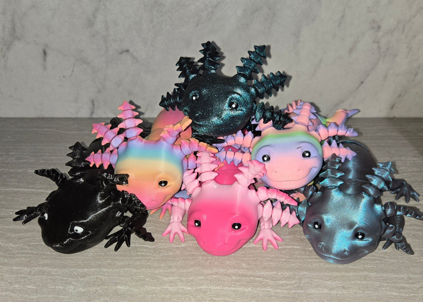 3d Printed Smiling Axolotl | Articulating Figurine | Flexi Animal