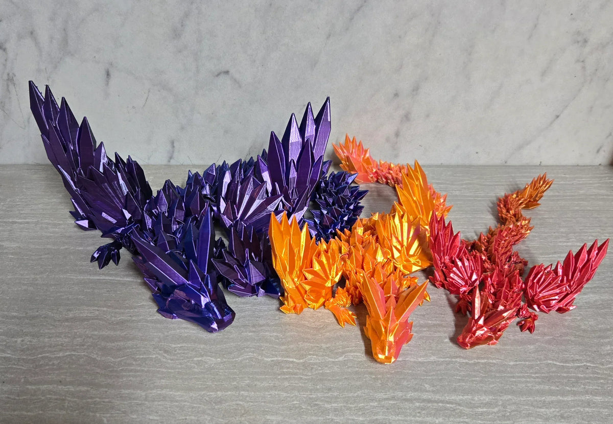 Winged Crystal Dragon 3D printed flexi toy - view 4