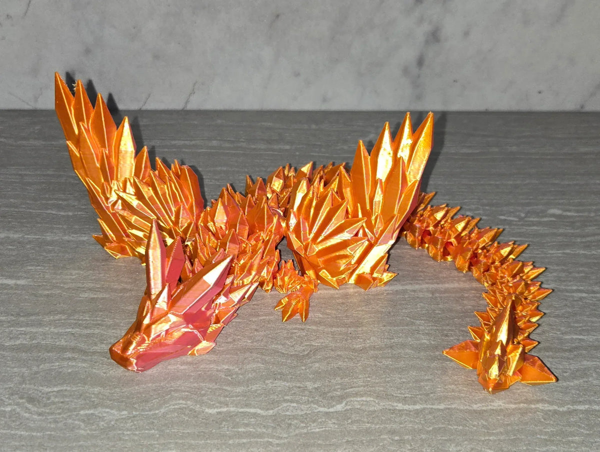 Winged Crystal Dragon 3D printed flexi toy - view 2