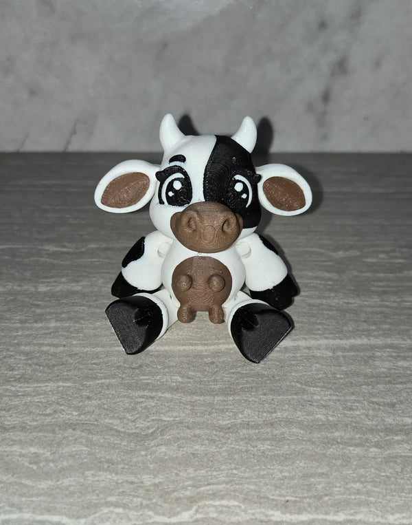 Flat Back Cow 3D printed articulated flexi toy by Cosmic 3D Creations