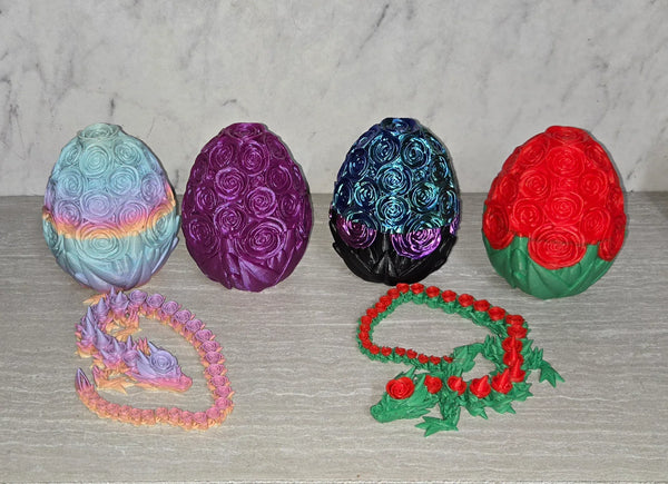 Rose Dragon 3D printed articulated flexi dragon egg by Cosmic 3D Creations