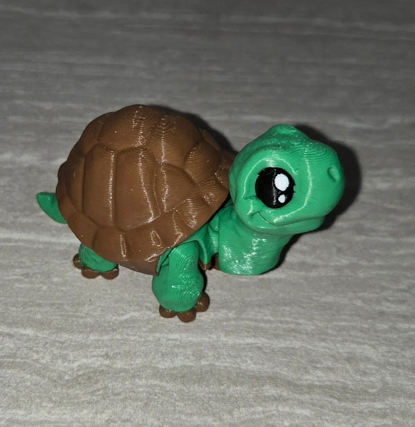 Mini Turtle 3D printed articulated flexi toy by Cosmic 3D Creations