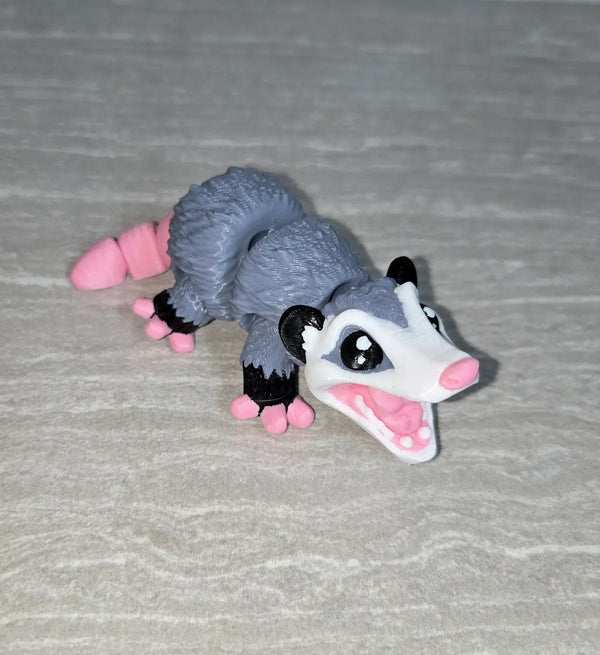 Opossum 3D printed articulated flexi toy by Cosmic 3D Creations