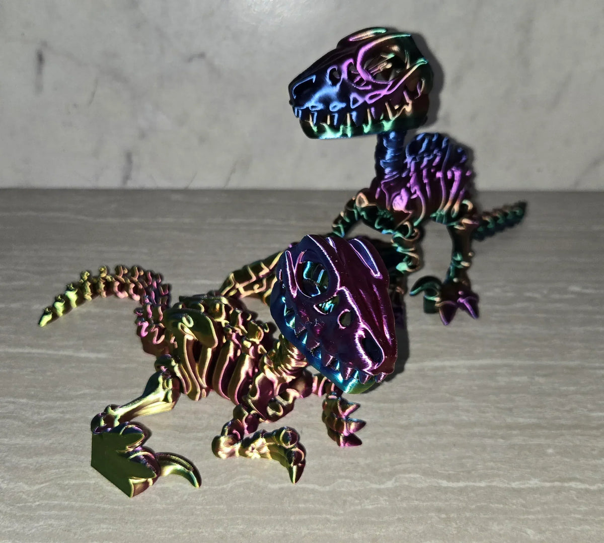 Skeleton Raptor 3D printed articulated flexi toy by Cosmic 3D Creations