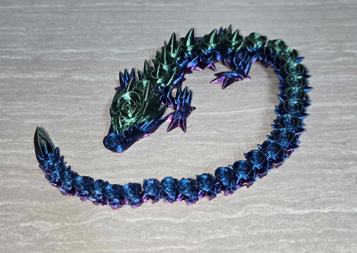 3d Printed Rose Dragon | Articulating Figurine | Flexi Animal