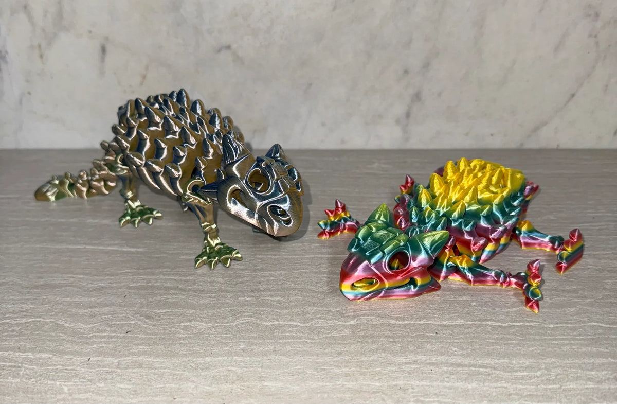 Skeleton Ankylosaurus 3D printed articulated flexi toy by Cosmic 3D Creations