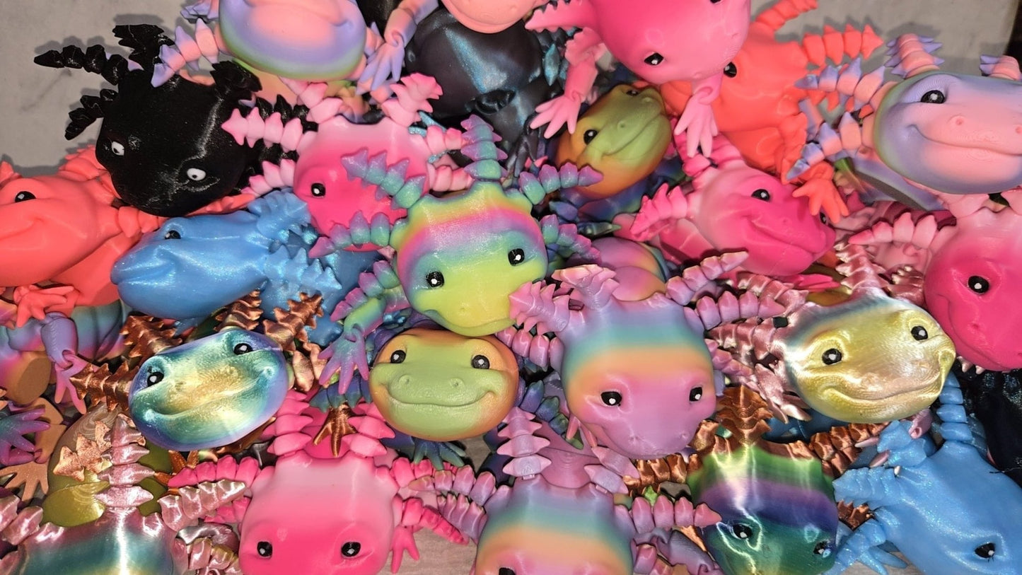 3d Printed Smiling Axolotl | Articulating Figurine | Flexi Animal