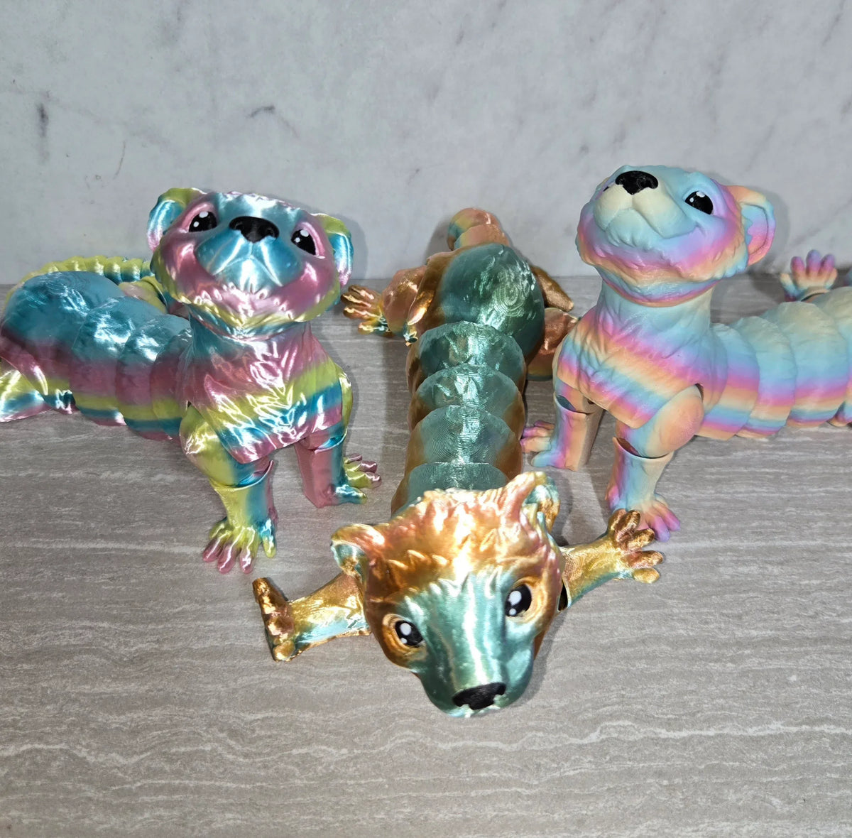 Ferret 3D printed flexi toy - view 3