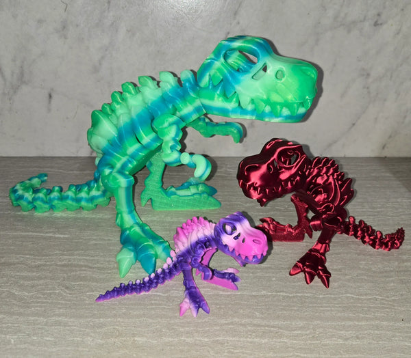 Skeleton T-Rex 3D printed articulated flexi toy by Cosmic 3D Creations