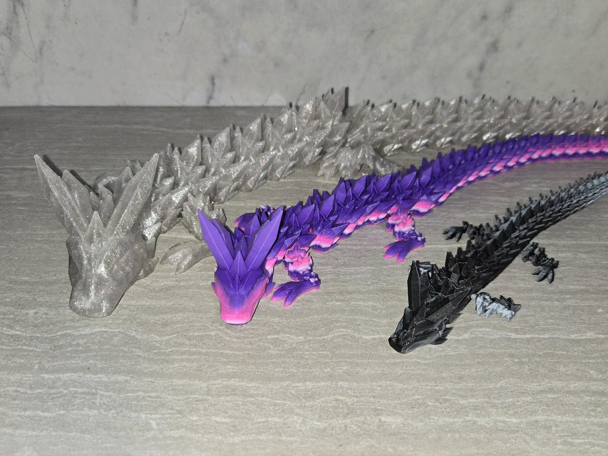 Crystal Dragon 3D printed flexi toy - view 2