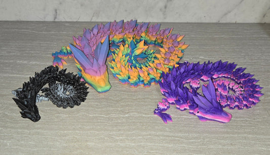 3d Printed Crystal Dragon | Articulating Figurine | Flexi Animal