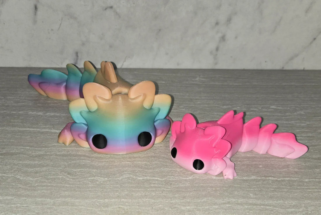 3d Printed Axolotl w/Legs | Articulating Figurine | Flexi Animal - Cosmic 3d Creations