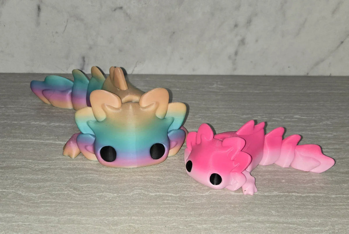 Axolotl w/Legs 3D printed articulated flexi toy by Cosmic 3D Creations