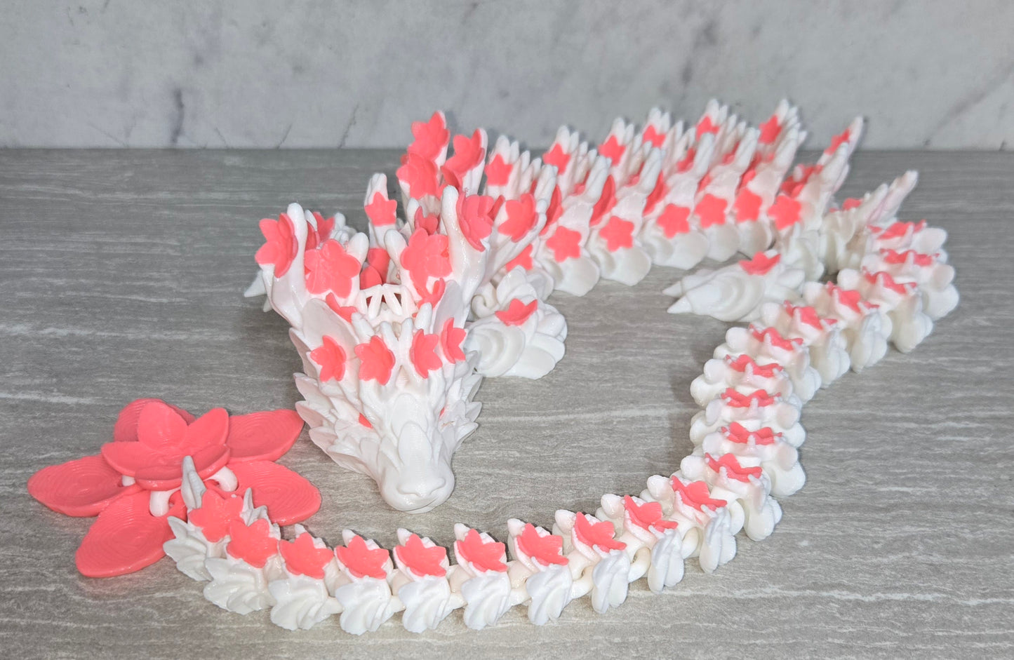 3d Printed Cherry Blossom Dragon | Articulating Figurine | Flexi Animal