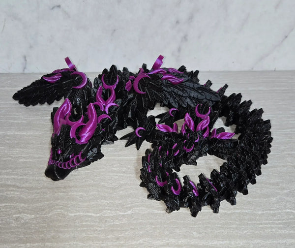 Lunar Dragon 3D printed articulated flexi toy by Cosmic 3D Creations