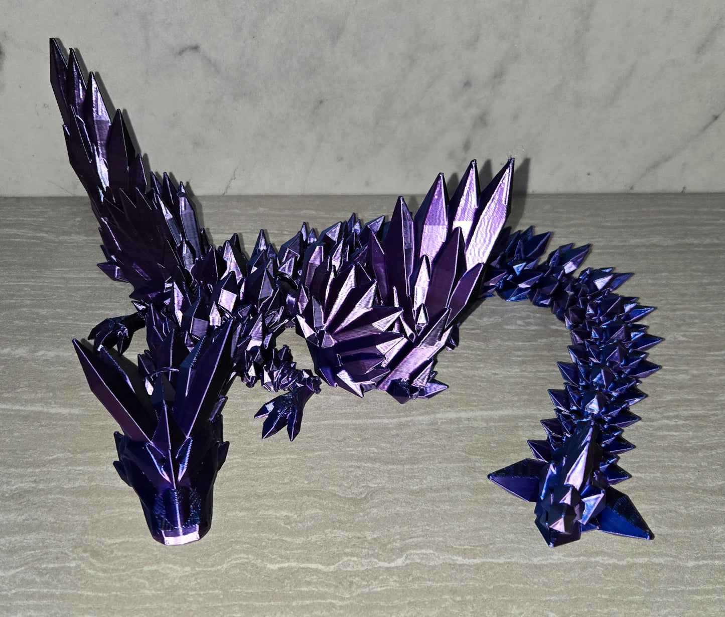 3d Printed Winged Crystal Dragon | Articulating Figurine | Flexi Animal