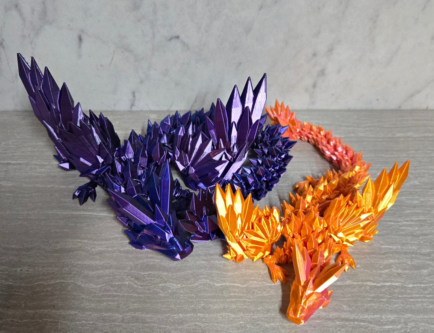 3d Printed Winged Crystal Dragon | Articulating Figurine | Flexi Animal