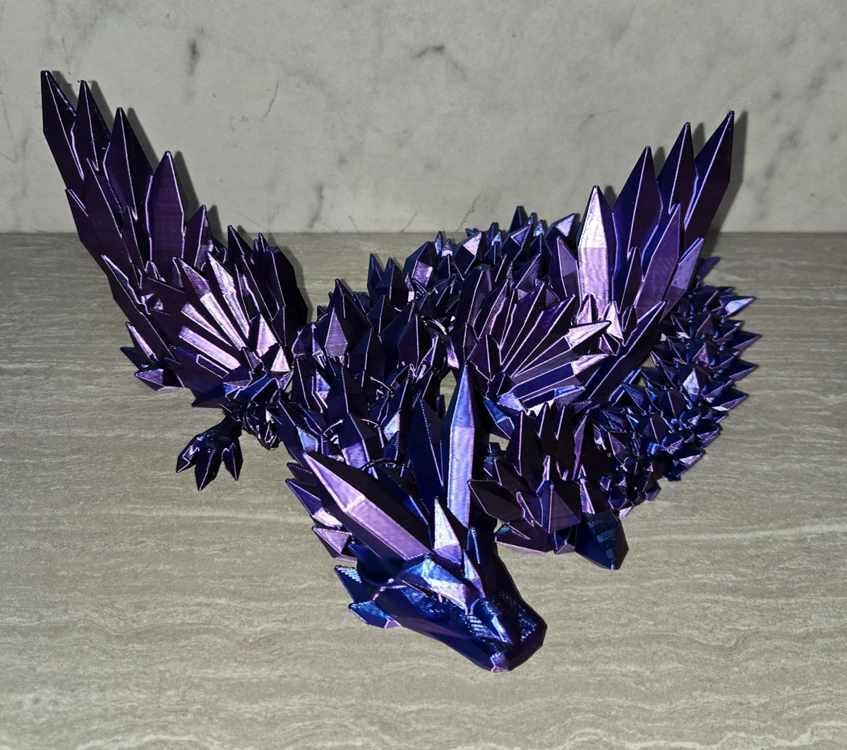 Winged Crystal Dragon 3D printed flexi toy - view 3