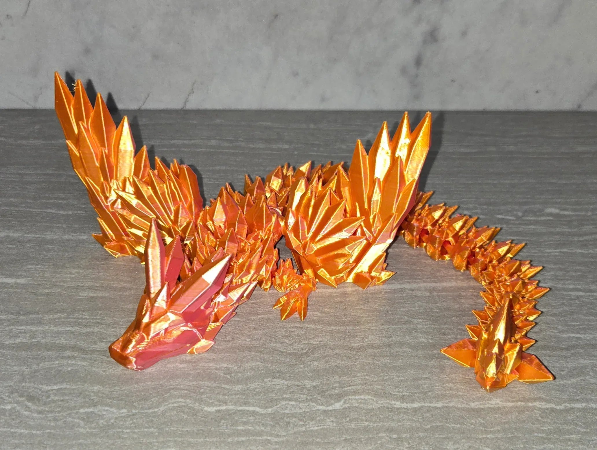 3d Printed Winged Crystal Dragon | Articulating Figurine | Flexi Animal - Cosmic 3d Creations