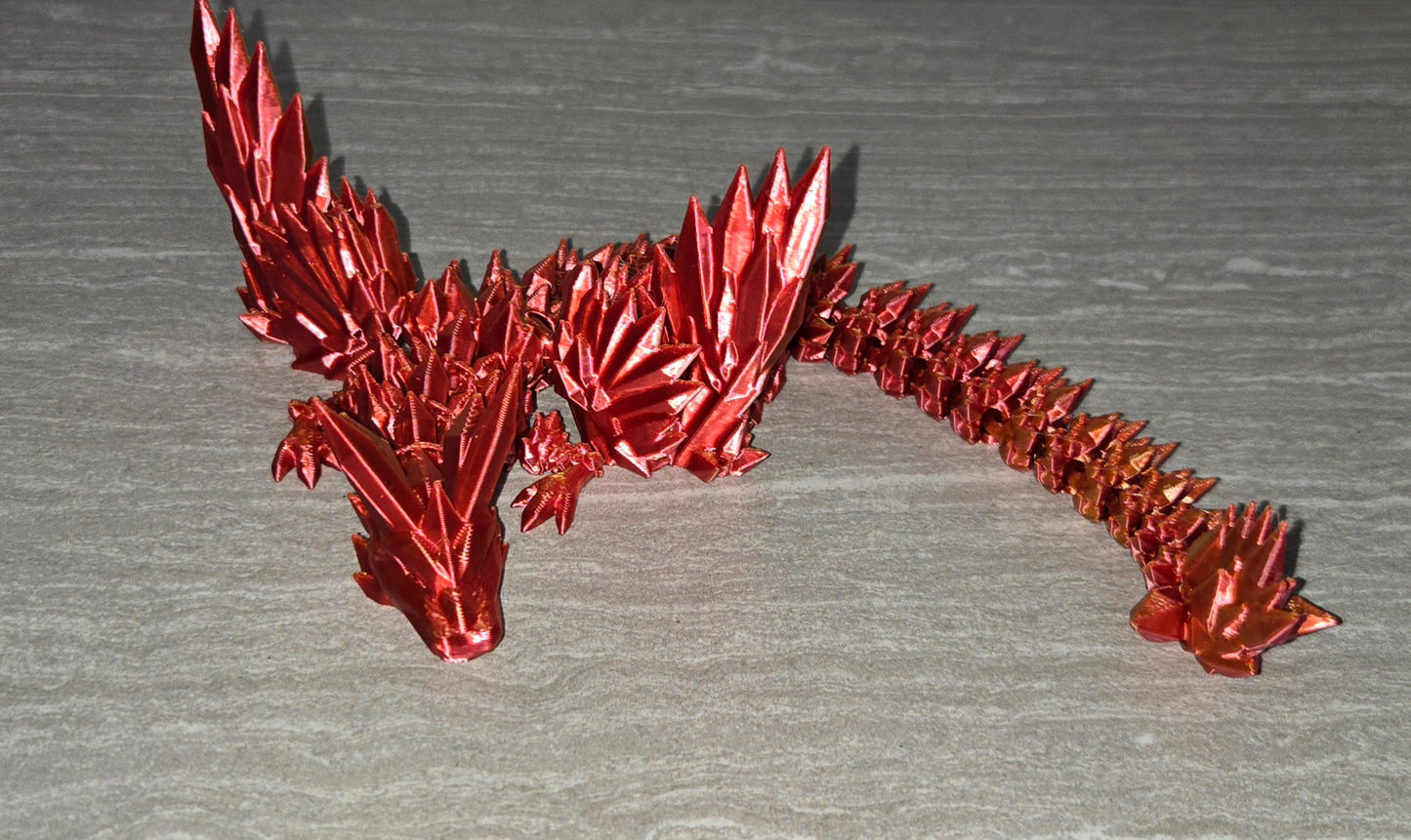 3d Printed Winged Crystal Dragon | Articulating Figurine | Flexi Animal