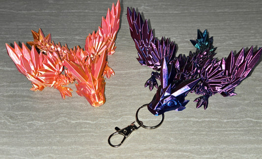3d Printed Winged Crystal Tadling | Articulating Figurine | Flexi Animal