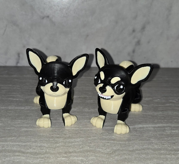 Chihuahua 3D printed articulated flexi toy by Cosmic 3D Creations