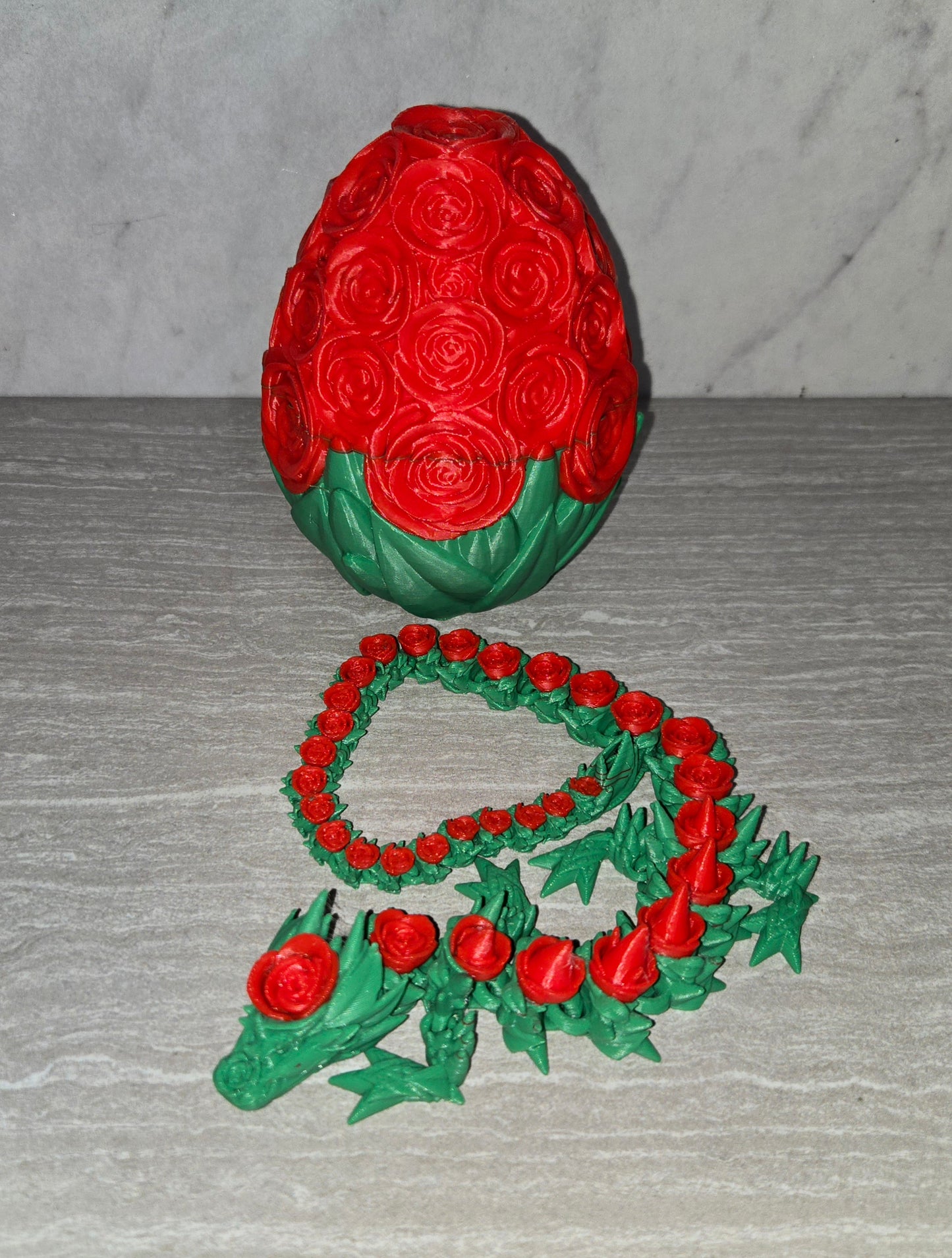 3d Printed Rose Dragon | Articulating Figurine | Flexi Animal