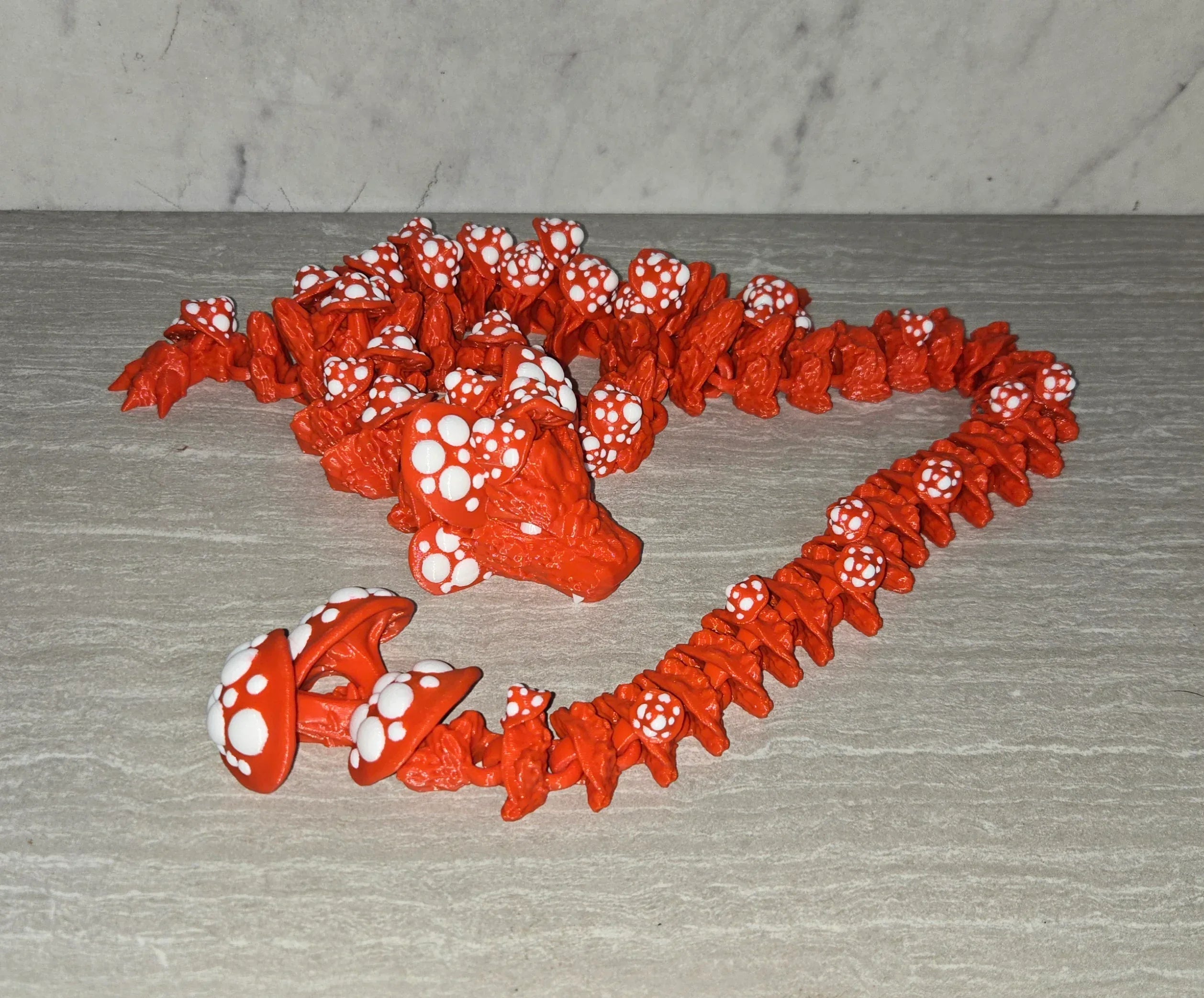 3d Printed Mushroom Dragon | Articulating Figurine | Flexi Animal - Cosmic 3d Creations