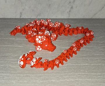 3d Printed Mushroom Dragon | Articulating Figurine | Flexi Animal - Cosmic 3d Creations