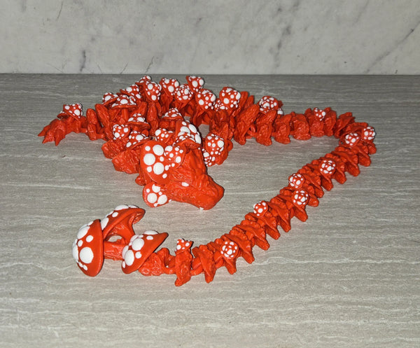 Mushroom Dragon 3D printed articulated flexi toy by Cosmic 3D Creations