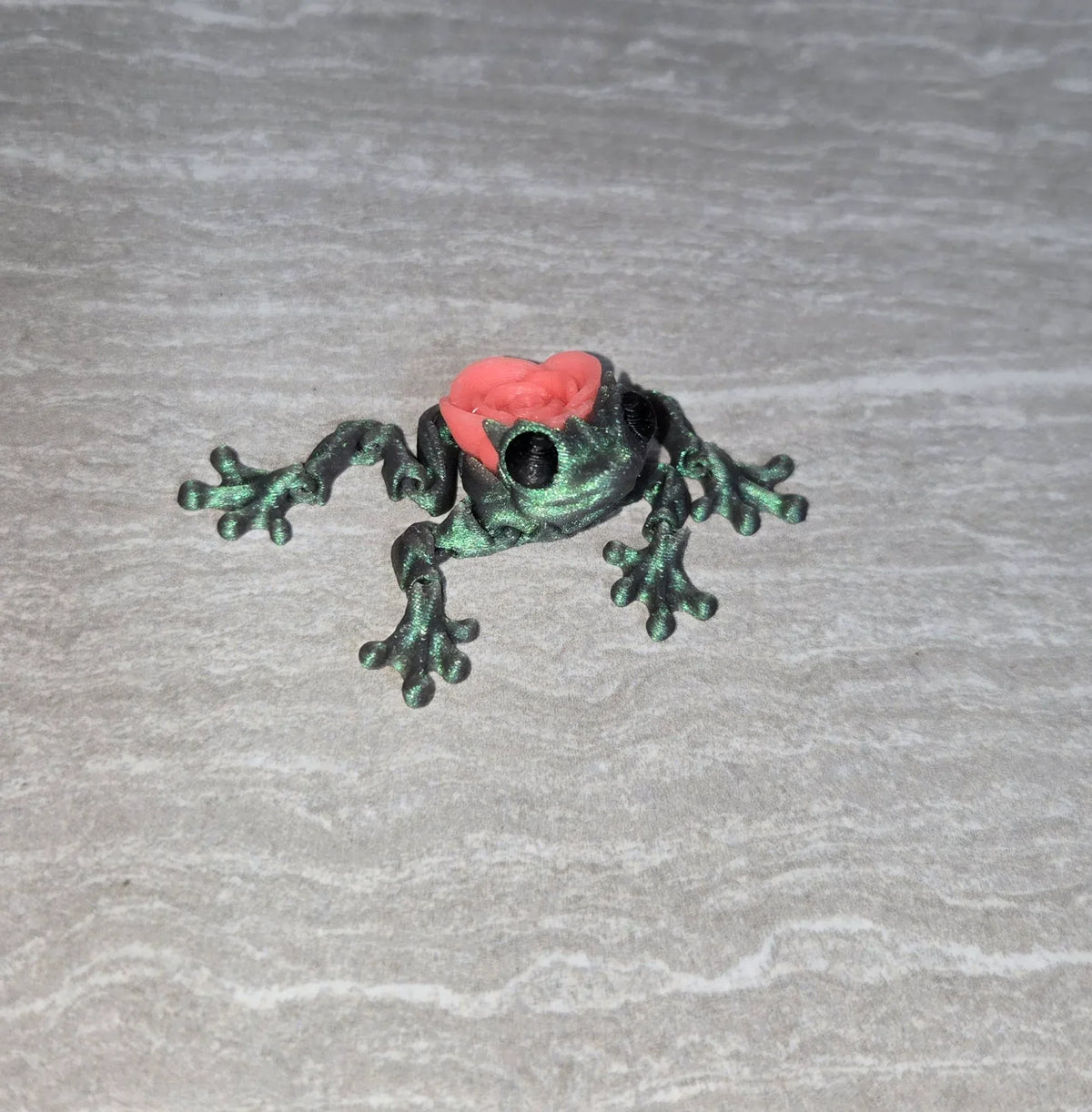 Rose Frog 3D printed articulated flexi toy by Cosmic 3D Creations
