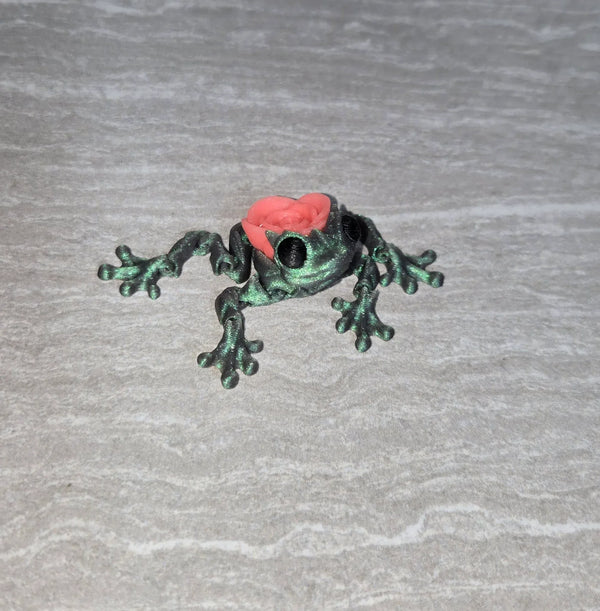 Rose Frog 3D printed articulated flexi toy by Cosmic 3D Creations