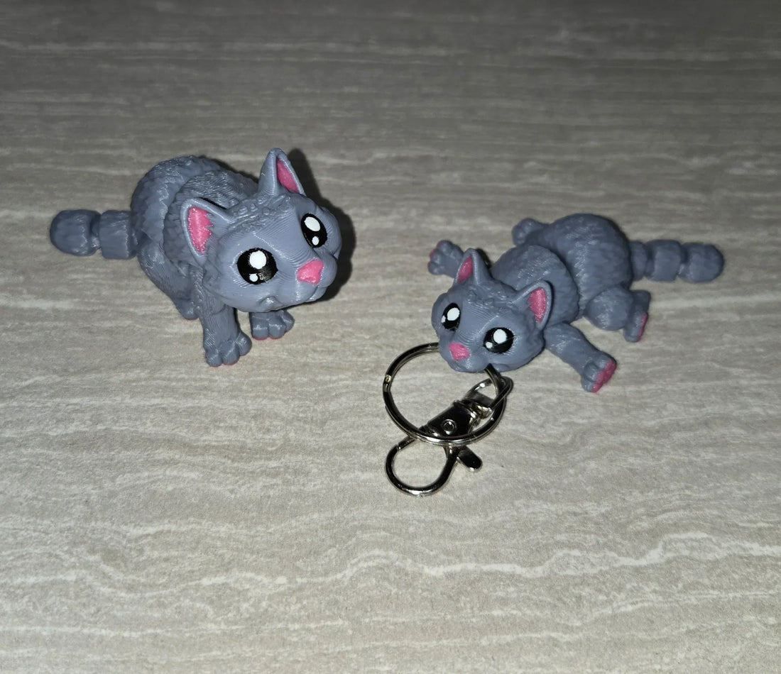 3d Printed Mini Cat | Articulating Figurine | Flexi Animal - Cosmic 3d Creations