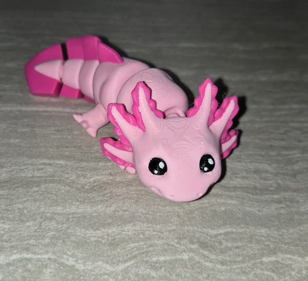 Mini Axolotl 3D printed articulated flexi toy by Cosmic 3D Creations