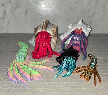 3d Printed Hermit Crabs | Articulating Figurine | Flexi Animal