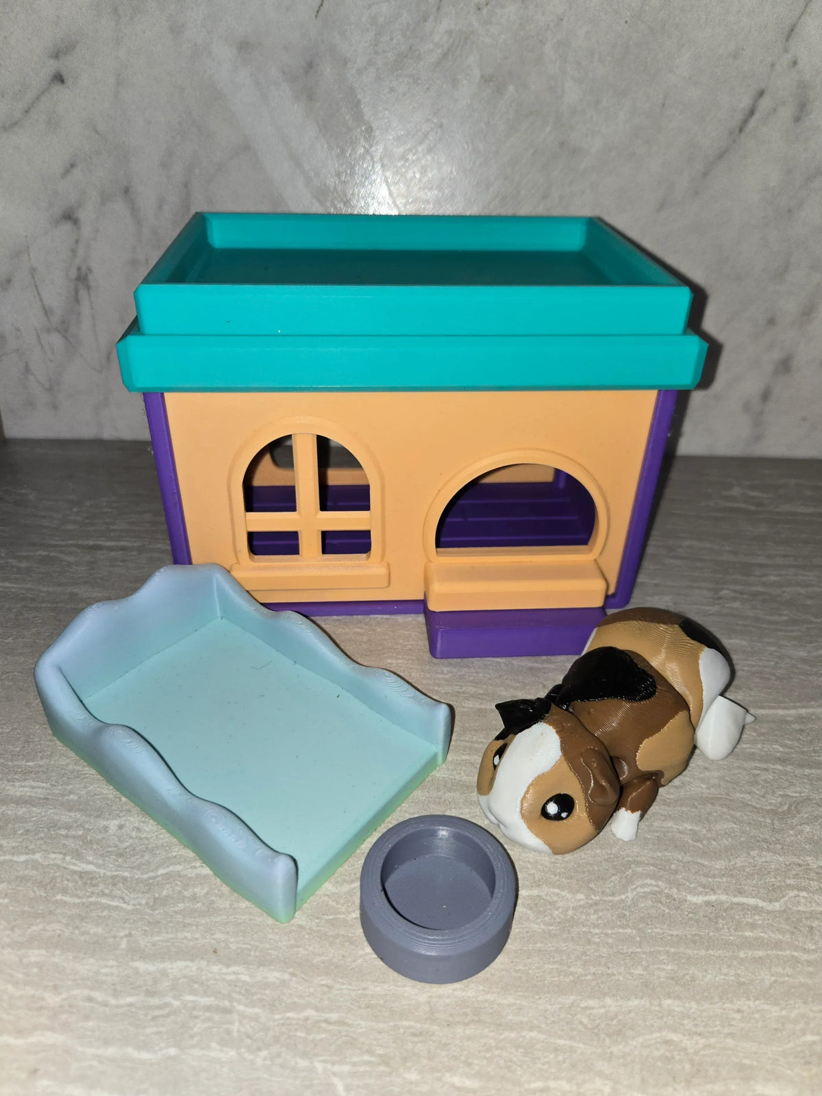 Guinea Pig w/House 3D printed flexi toy - view 2