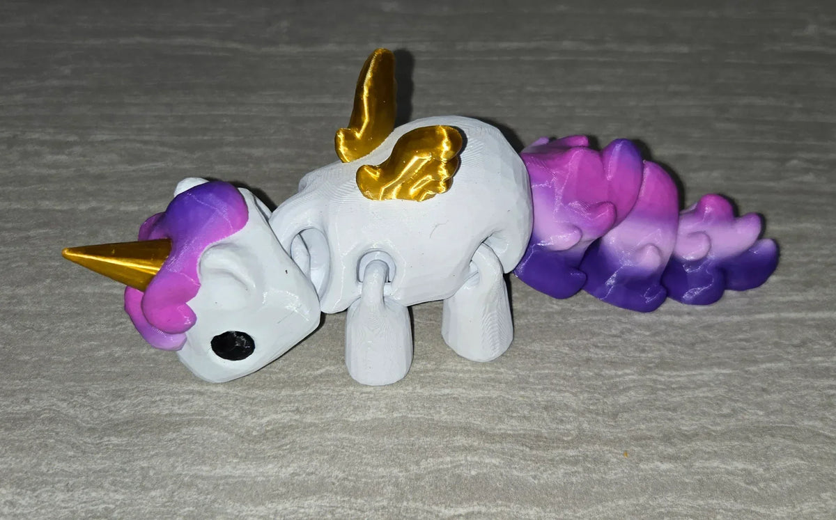 Unicorn 3D printed flexi toy - view 2