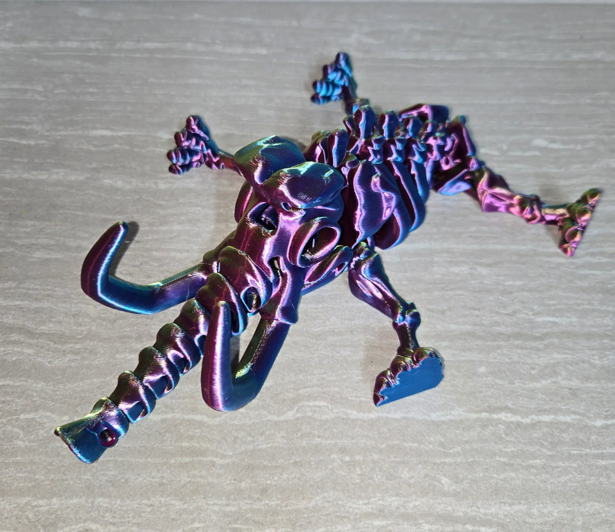Skeleton Mammoth 3D printed flexi toy - view 2