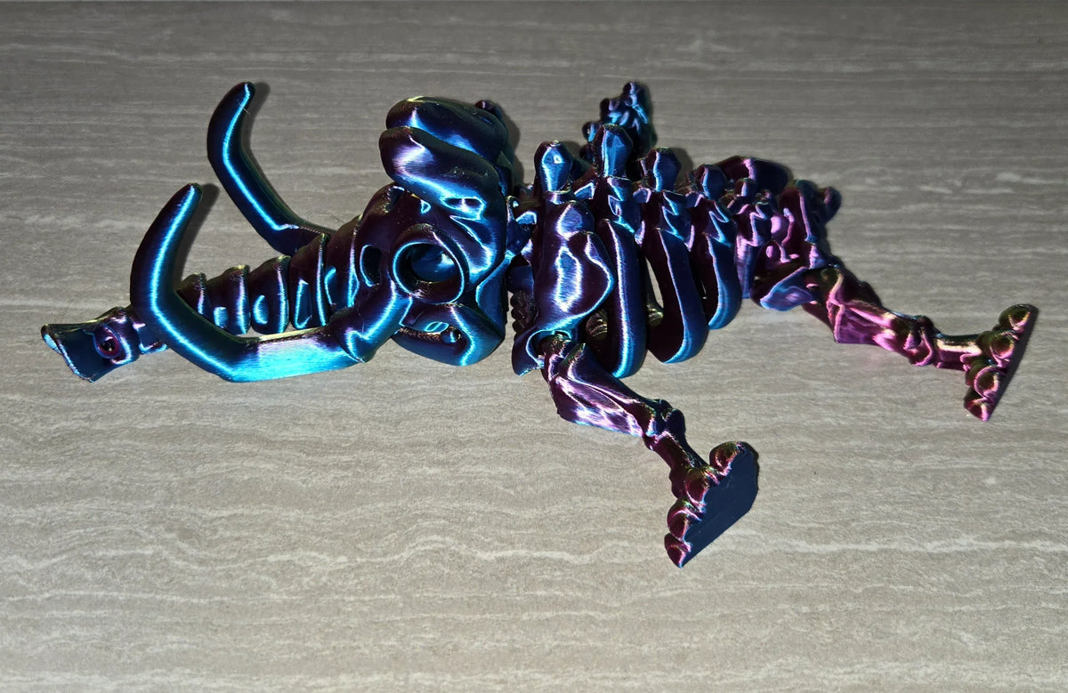 Skeleton Mammoth 3D printed flexi toy - view 3