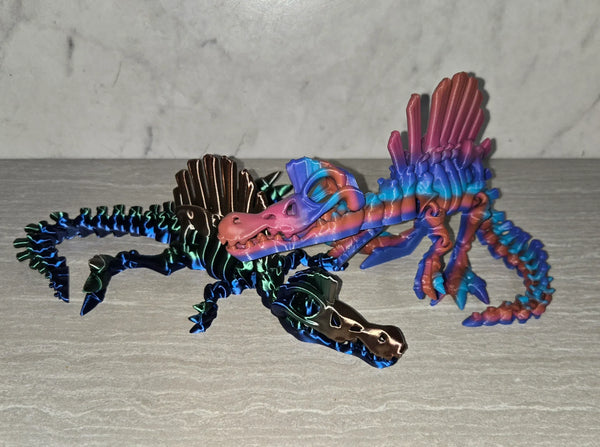 Skeleton Spinosaurus 3D printed articulated flexi toy by Cosmic 3D Creations