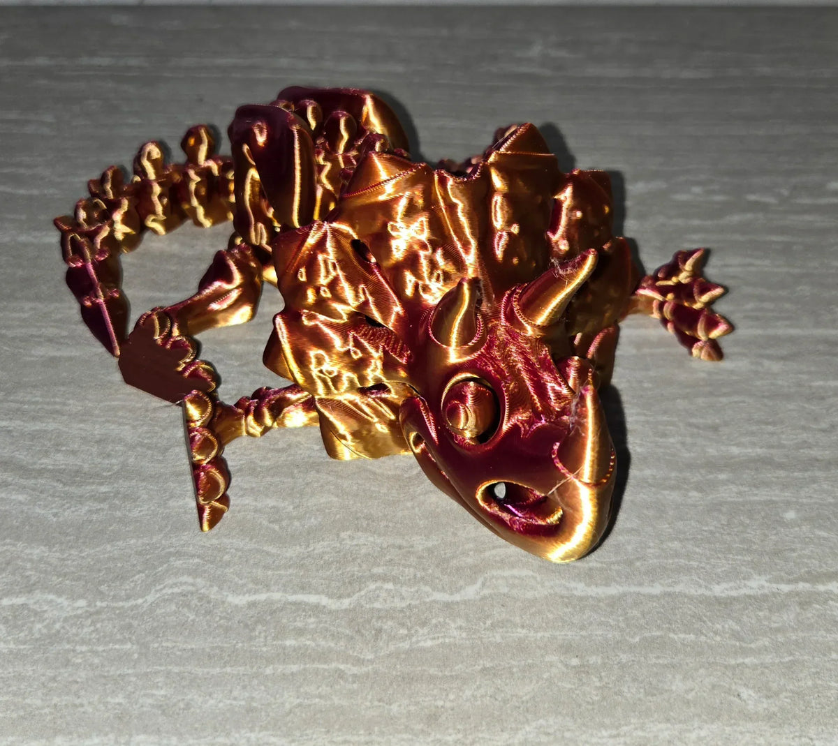 Skeleton Tricerotops 3D printed flexi toy - view 2