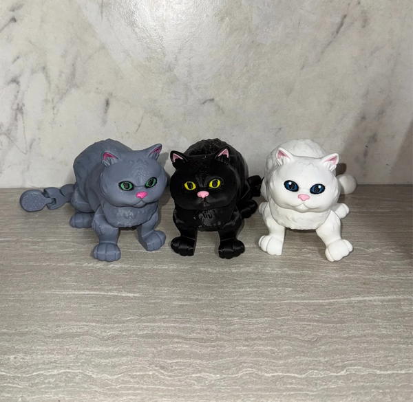 Chubby Cat 3D printed articulated flexi toy by Cosmic 3D Creations