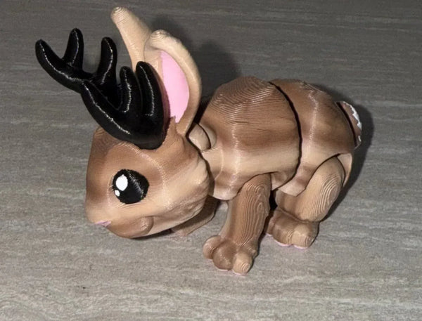 Jackalope 3D printed articulated flexi toy by Cosmic 3D Creations