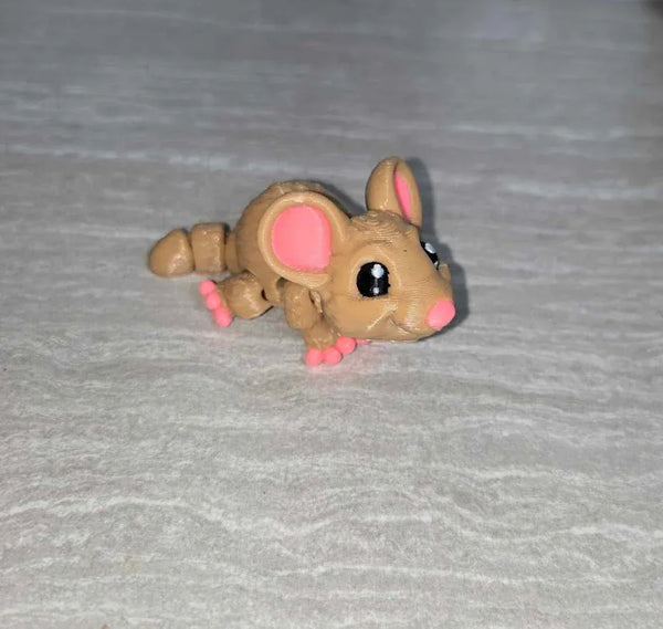 Mouse 3D printed articulated flexi toy by Cosmic 3D Creations