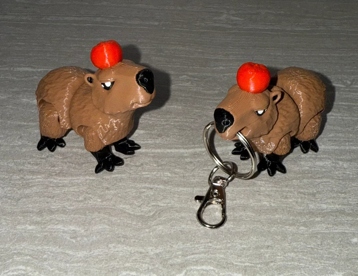Capybara With Apple 3D printed flexi toy - view 2
