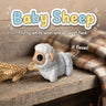 Baby Sheep 3D printed articulated flexi toy, on a farmhouse shelf with wheat