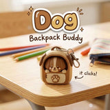 Dog Backpack Buddy 3D printed clicker fidget keychain on a school desk