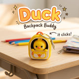 Duck Backpack Buddy 3D printed clicker fidget keychain on a school desk